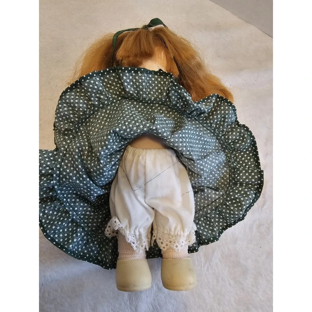 Precious Moments‎ Doll Green Polka Dot Dress Made in Philippines 9